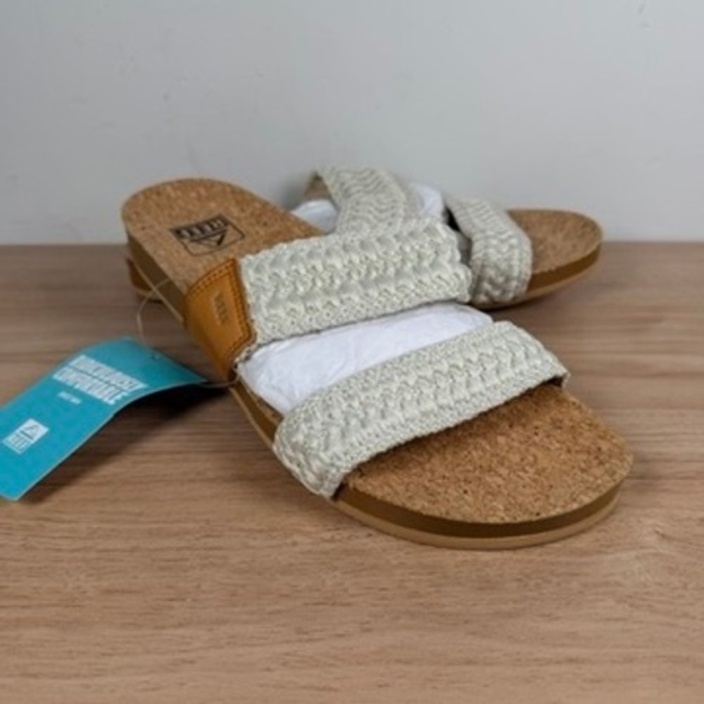 Reef Cushion Vista Thread Women's Sandals Size 9 Cream Tan Boho Recycled CI3924